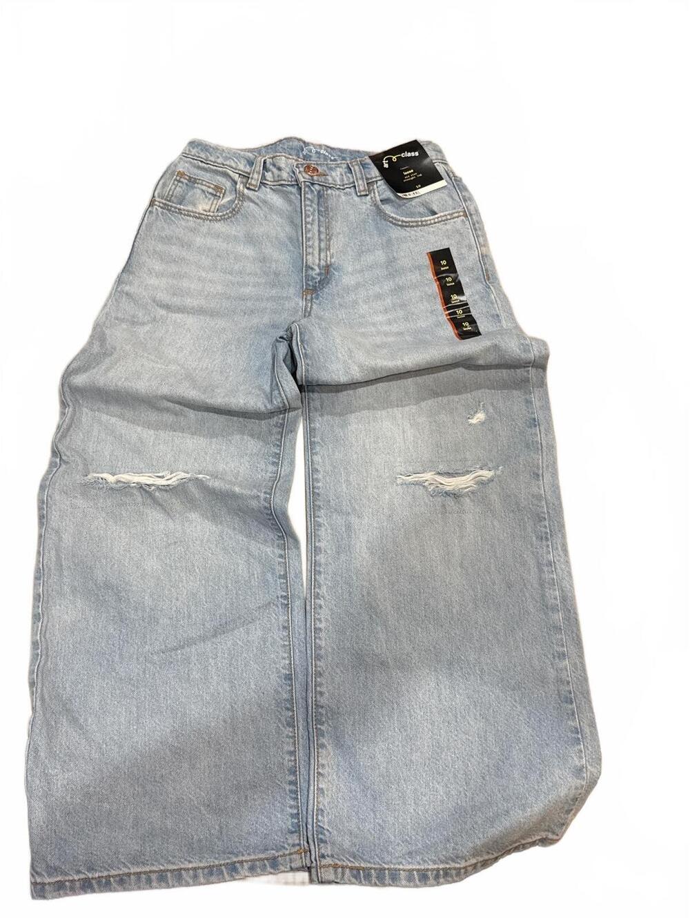 Art Class Girls Loose Straight Leg Distressed Jeans Light Wash Size 10 NWT